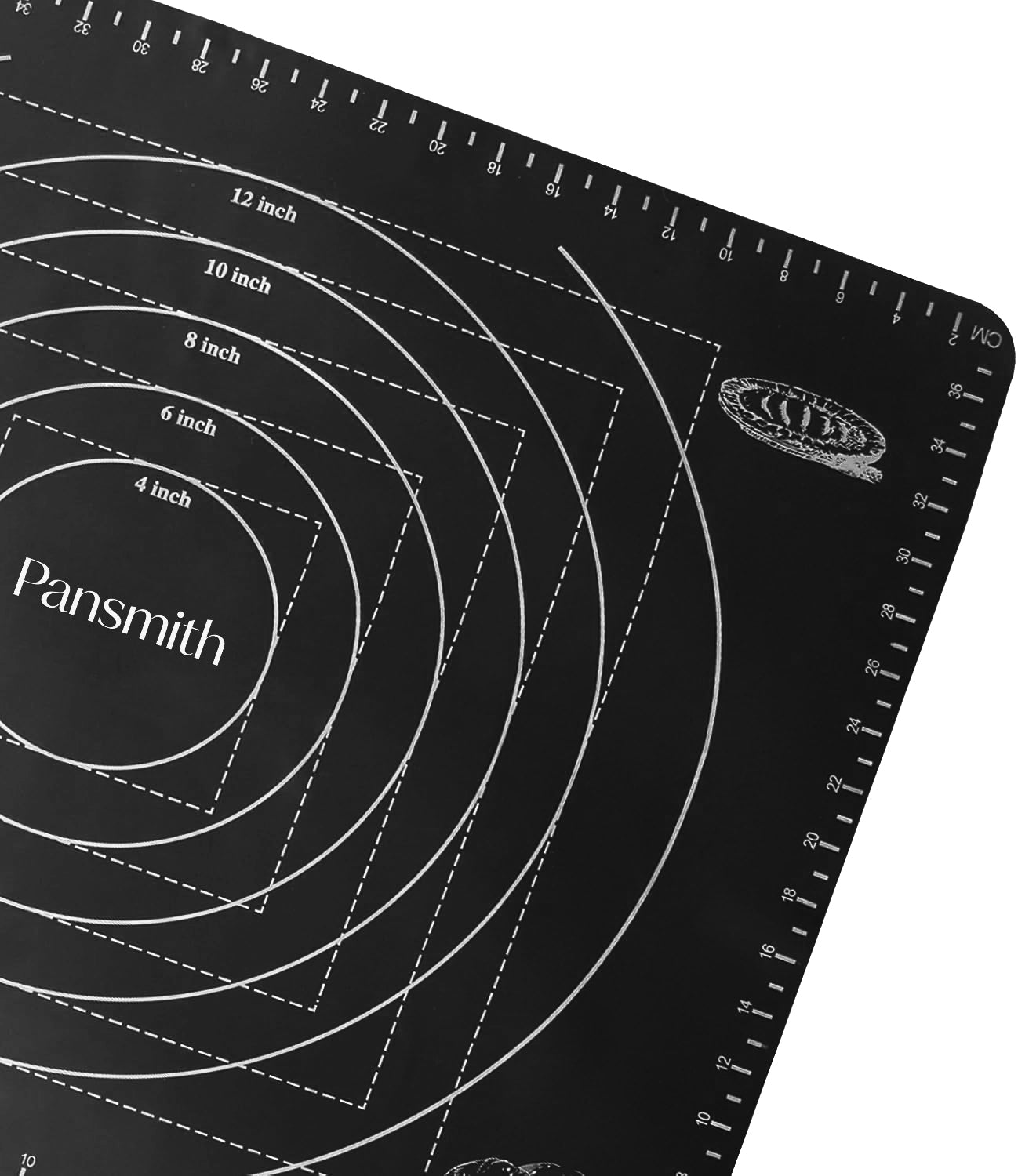 19.6 X 15.7 Inch Silicone Pastry Mat Baking Mat Rolling Dough with Measurements - Black