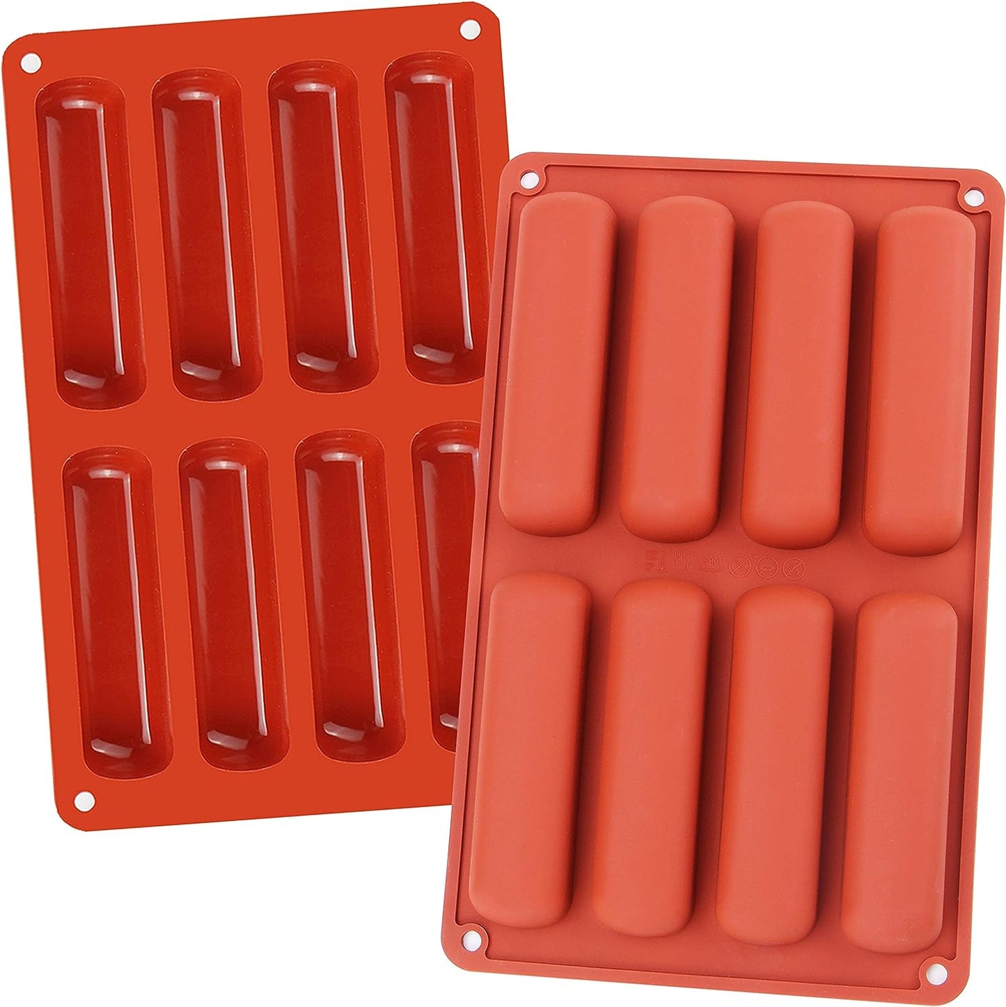 Webake Silicone Twinkie Cake Pan Eclair Mold baking Cylinder Silicone Trays (2 Pack)