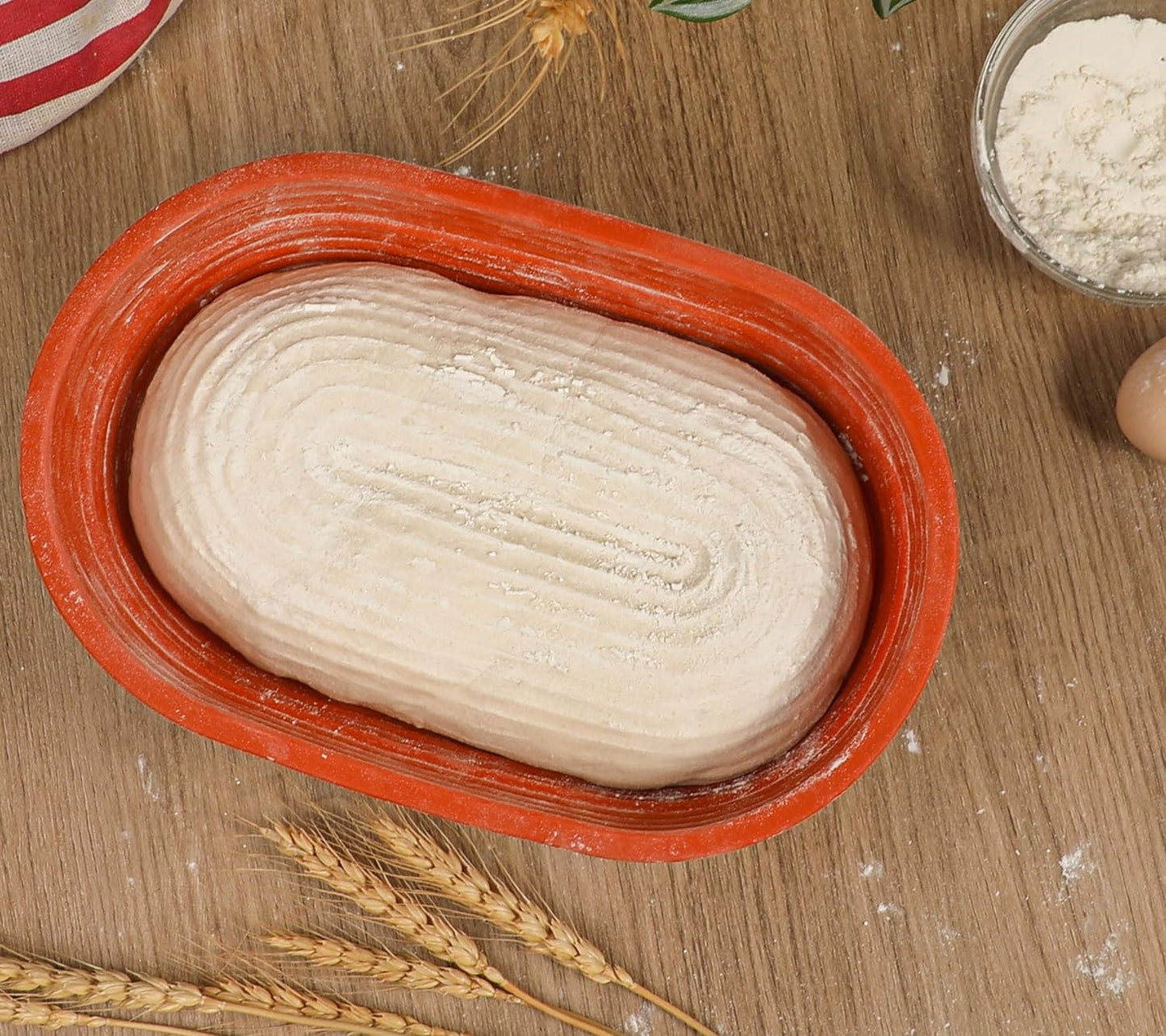 Webake 10 Inch Oval Collapsible Bread Proofing Basket Silicone Bowel Containers