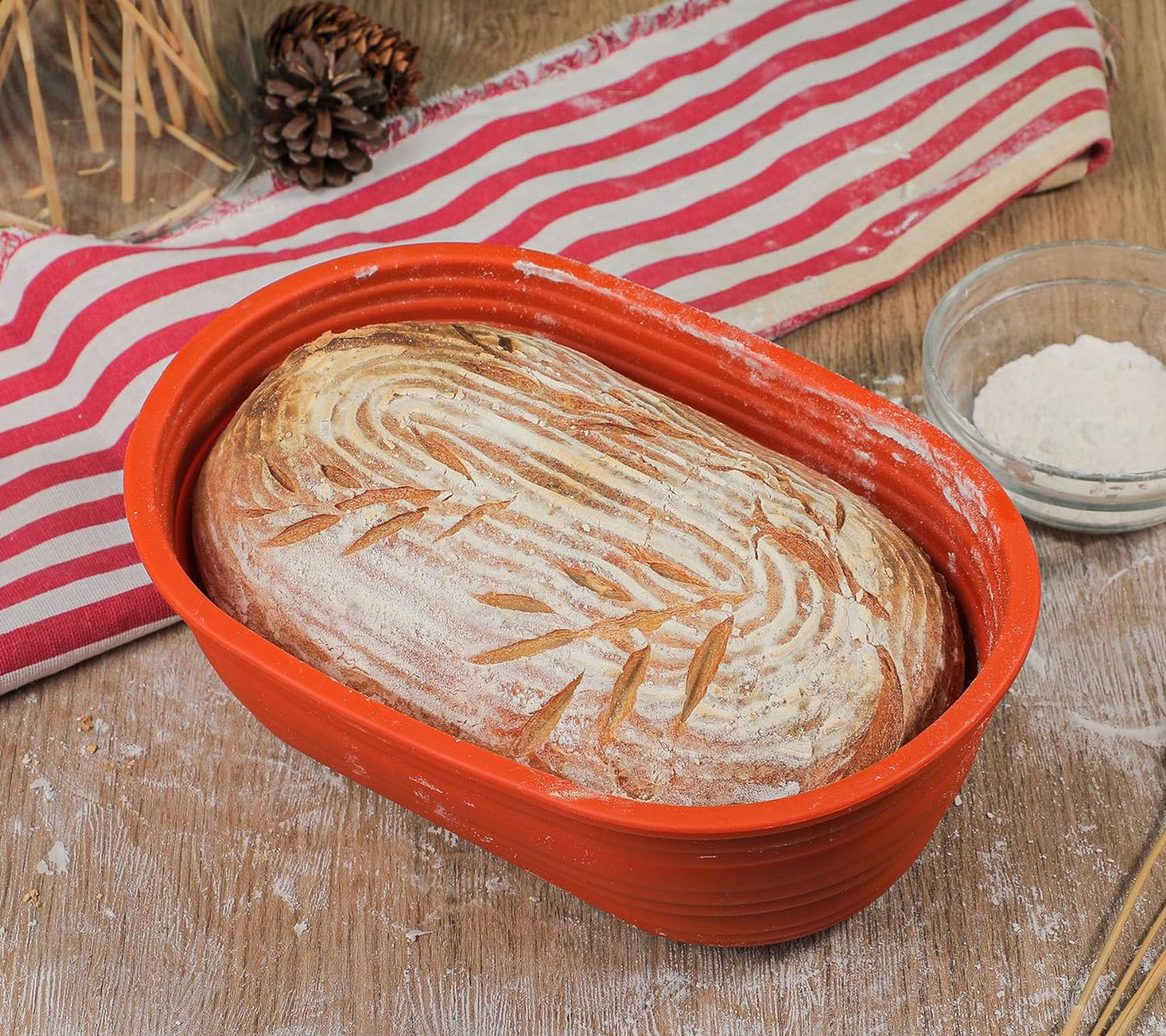 Webake 10 Inch Oval Collapsible Bread Proofing Basket Silicone Bowel Containers