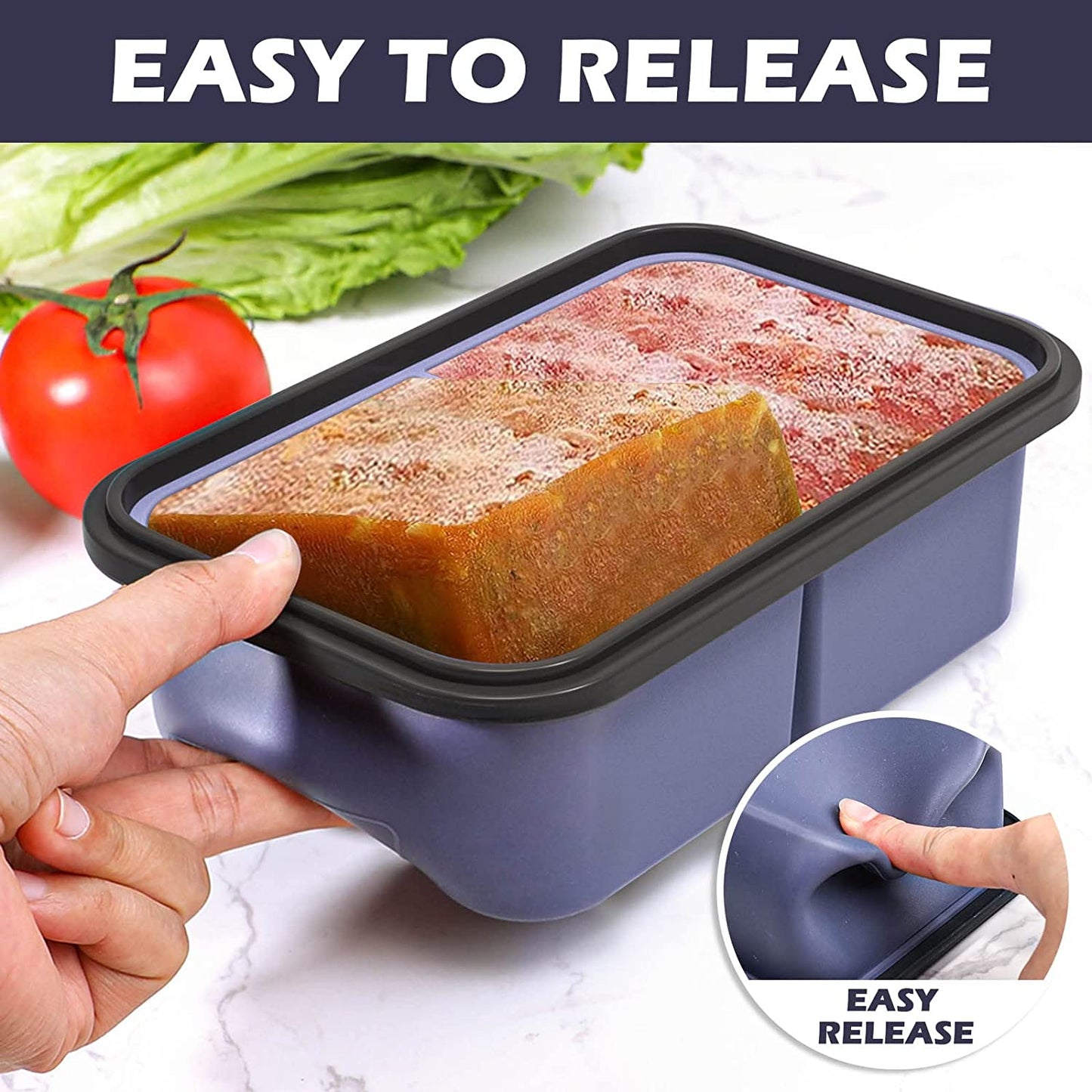 Webake 2 Cup Silicone Ice Cube Freezer Tray Food Container for Soup