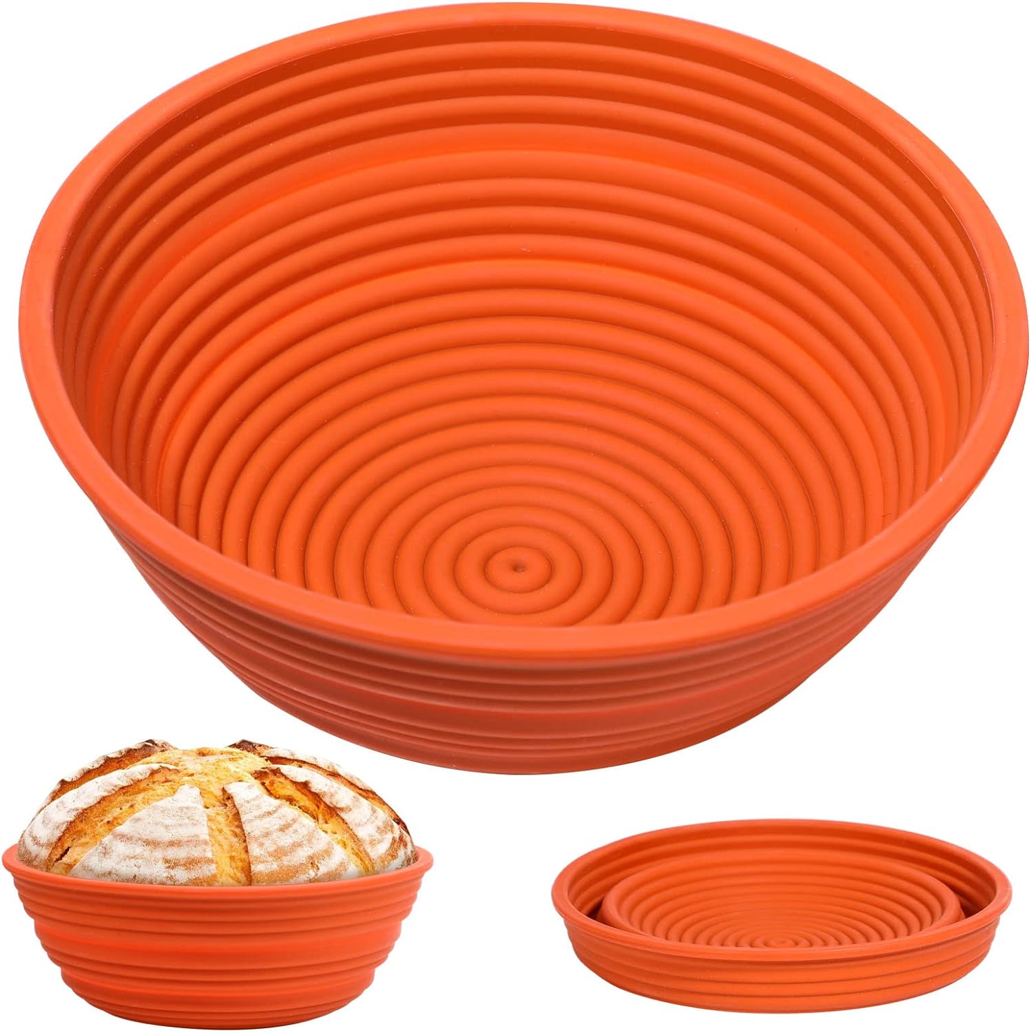 Webake Oval Bread Proofing Basket Silicone, 10 Inches Collapsible