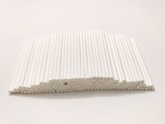 Webake 400pcs White 4 Inch Paper Rock Candy Lollipop Stick