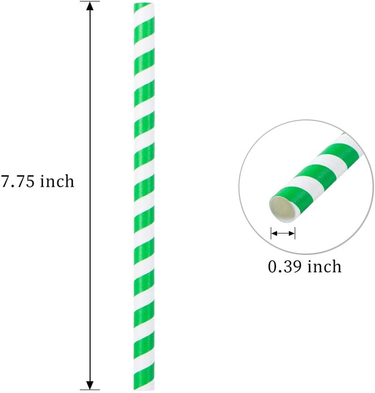 Webake 7.75x0.4 Inch Extra Wide Green Biodegradable Paper Juice Box Straws