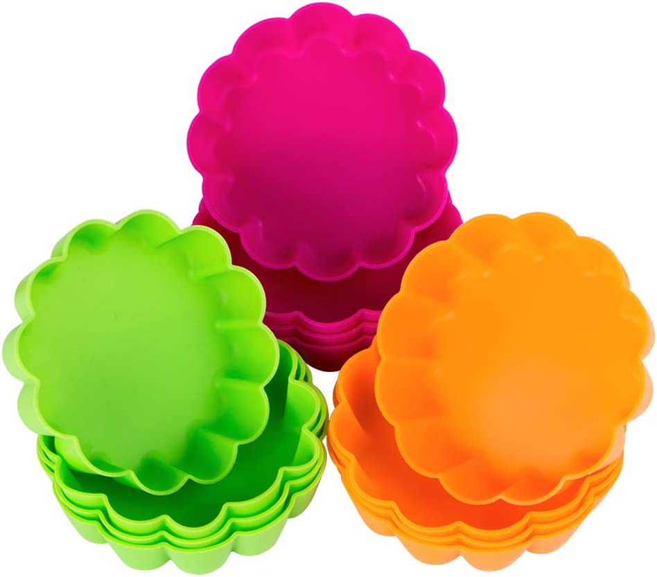 Webake 3-1/4 Inch Silicone Non-Stick Mini Tart Pan Baking Cups (12 Pack)