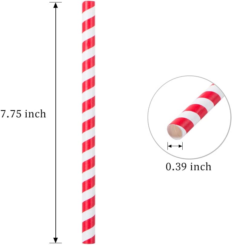 Webake 7.75x0.4 Inch Jumbo Valentine's Day Straws for Hot Drinks (100 Pack)