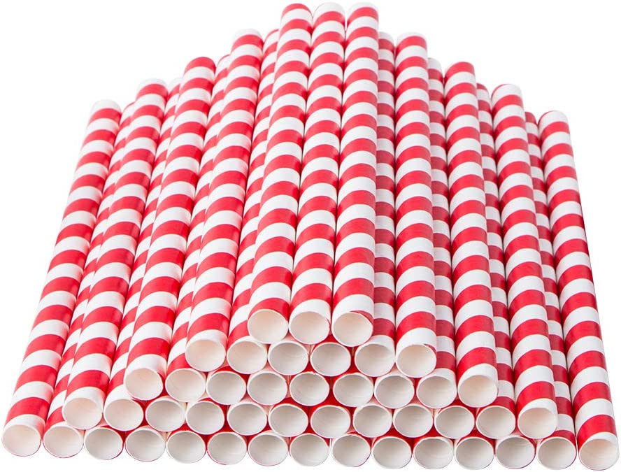 Webake 7.75x0.4 Inch Jumbo Valentine's Day Straws for Hot Drinks (100 Pack)