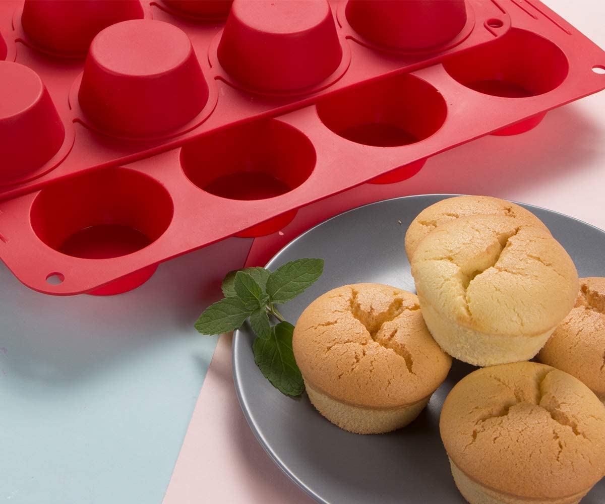 Webake 12 Cup Silicone Nonstick Muffin Tray Pan (2 Pack)