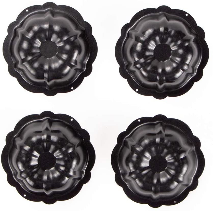 Webake 4 inch nonstick bunting pan cabon steel baking mini bundt cake pan,pack of 4
