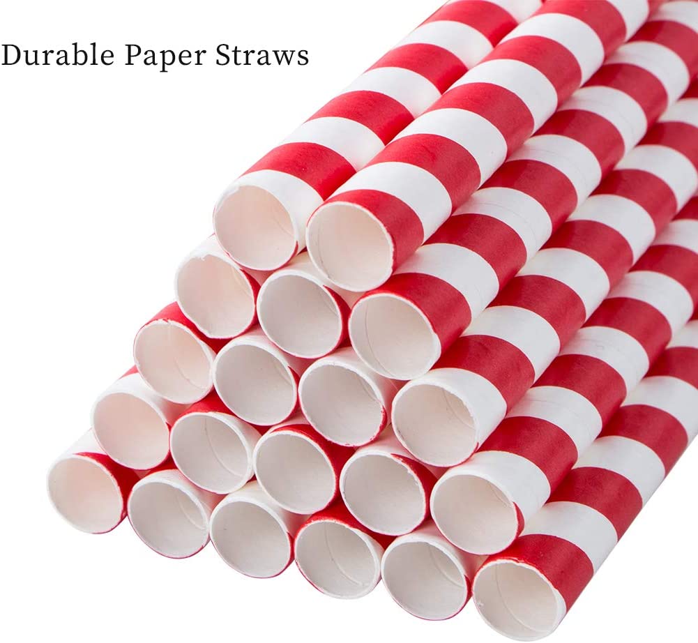 Webake 7.75x0.4 Inch Jumbo Valentine's Day Straws for Hot Drinks (100 Pack)