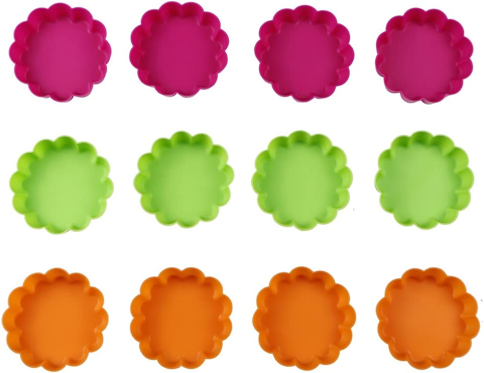 Webake 3-1/4 Inch Silicone Non-Stick Mini Tart Pan Baking Cups (12 Pack)