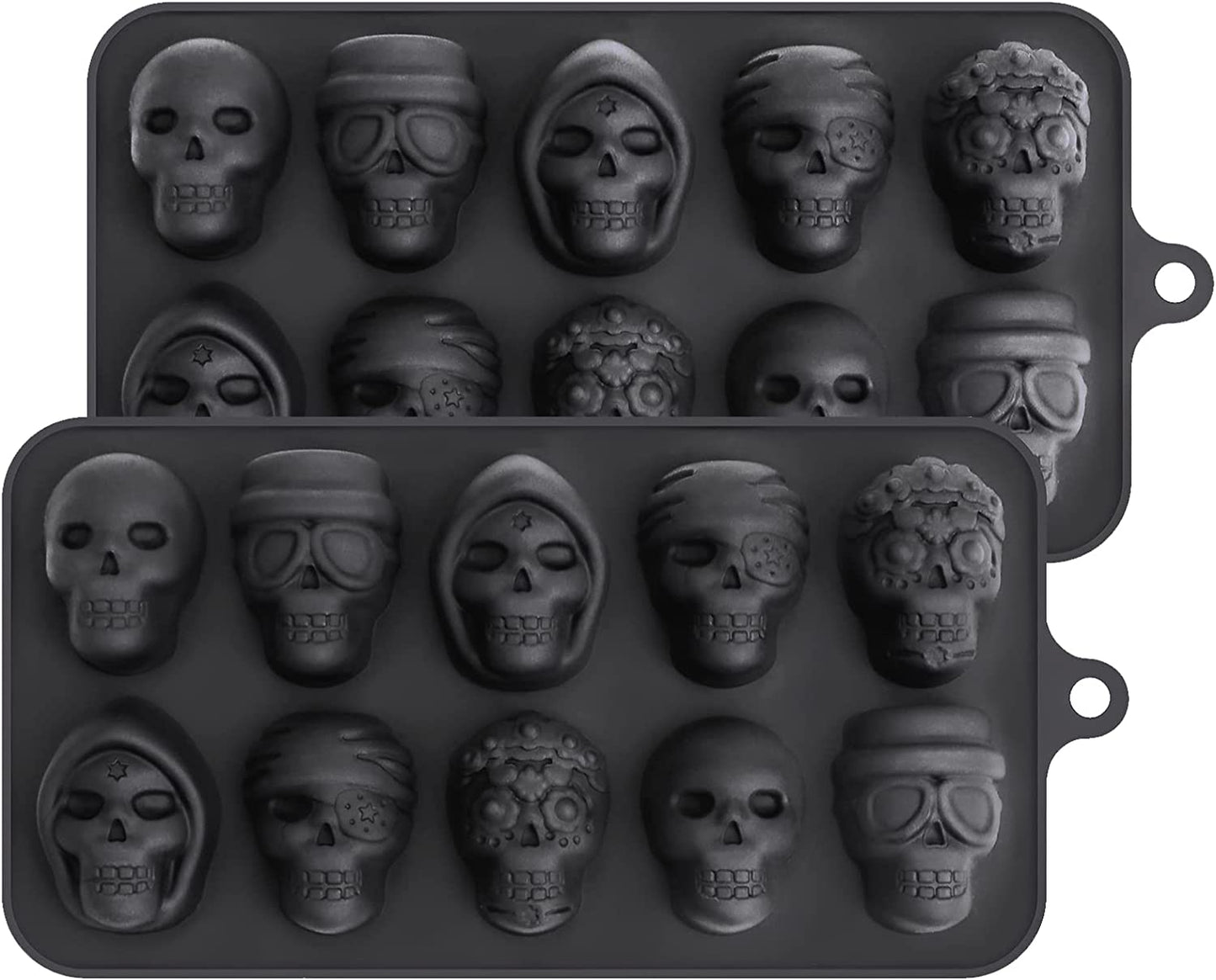 Webake Silicone Skull Jelly Crayon Candy Chocolate Mold (Pack of 2)