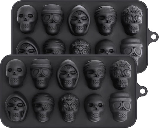 Webake Silicone Skull Jelly Crayon Candy Chocolate Mold (Pack of 2)