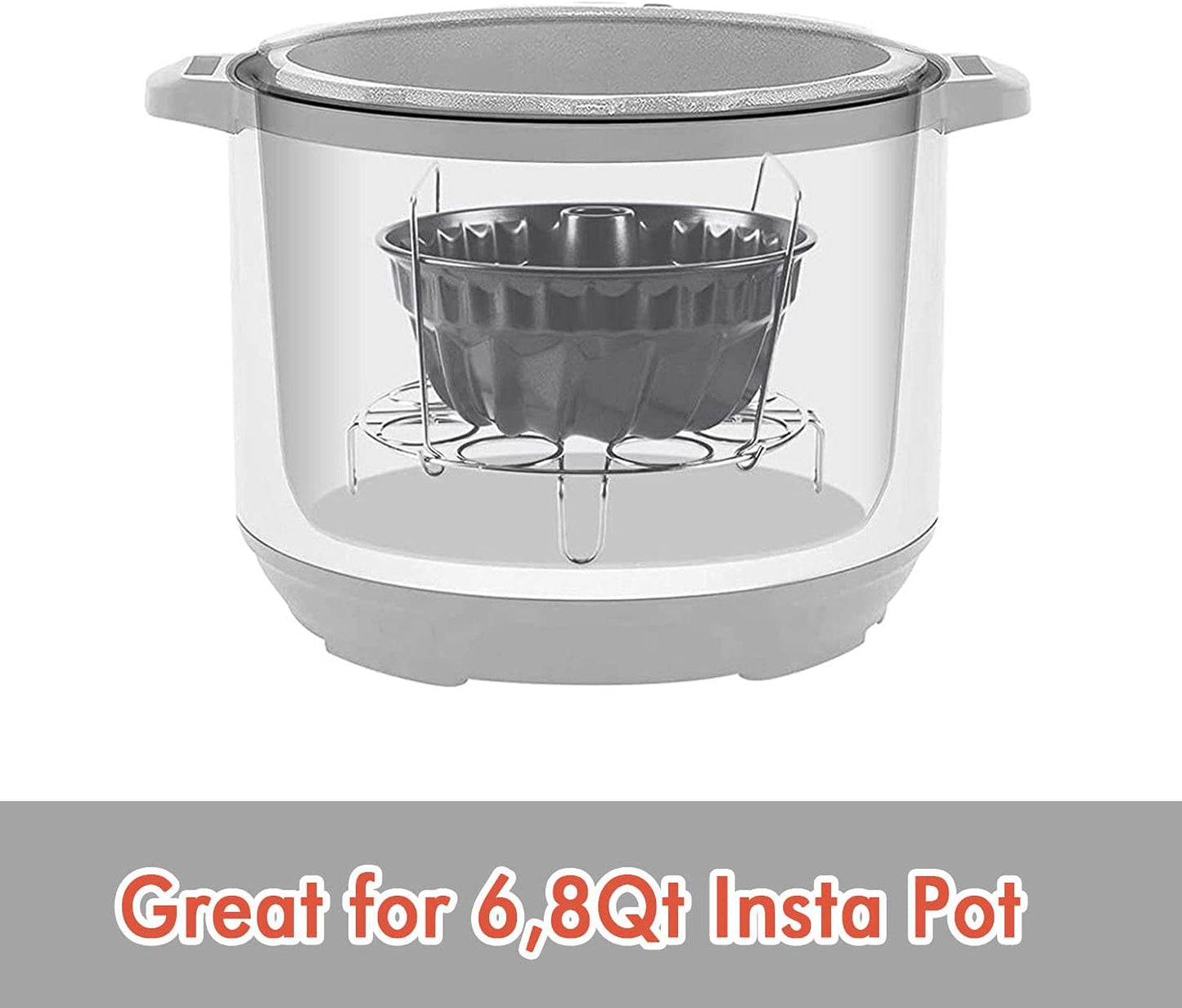 Webake 7 inch carbon steel non-stick fluted tube pan Kugelhopf cake mold for 6QT 8QT insta pot