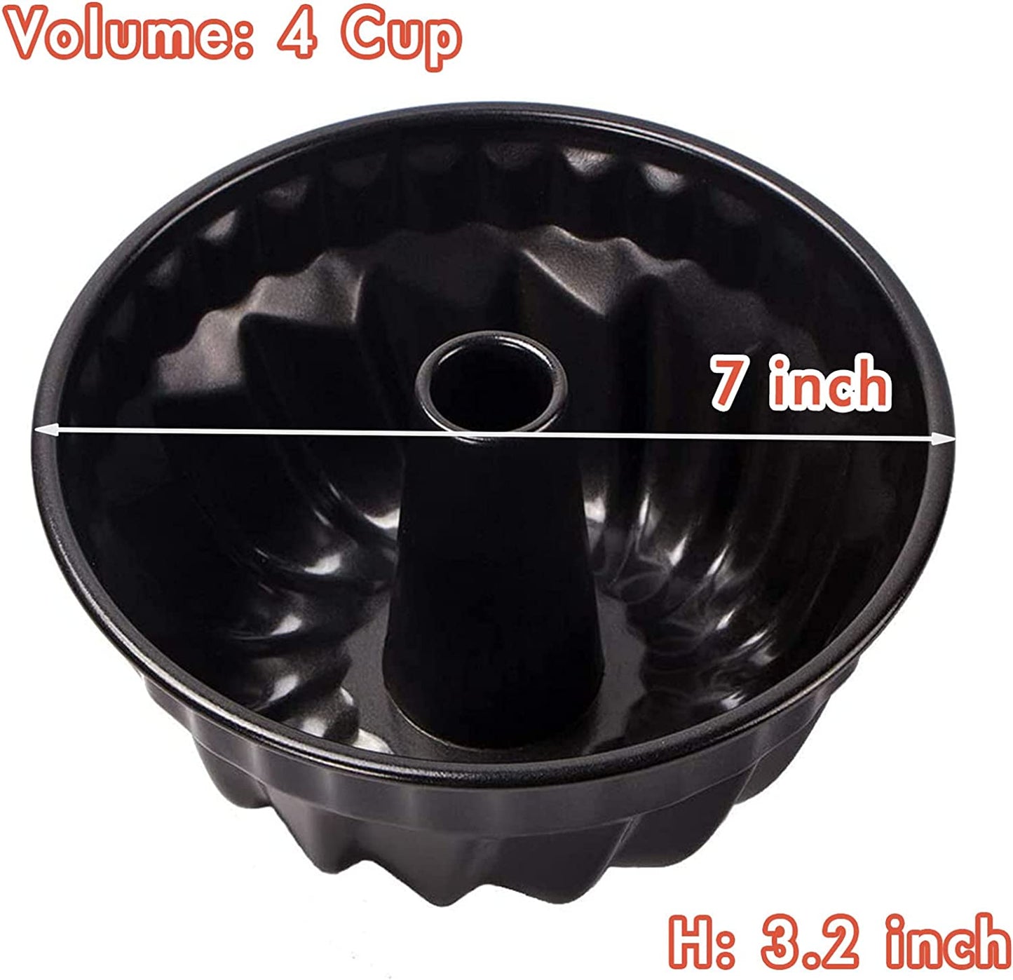 Webake 7 inch carbon steel non-stick fluted tube pan Kugelhopf cake mold for 6QT 8QT insta pot