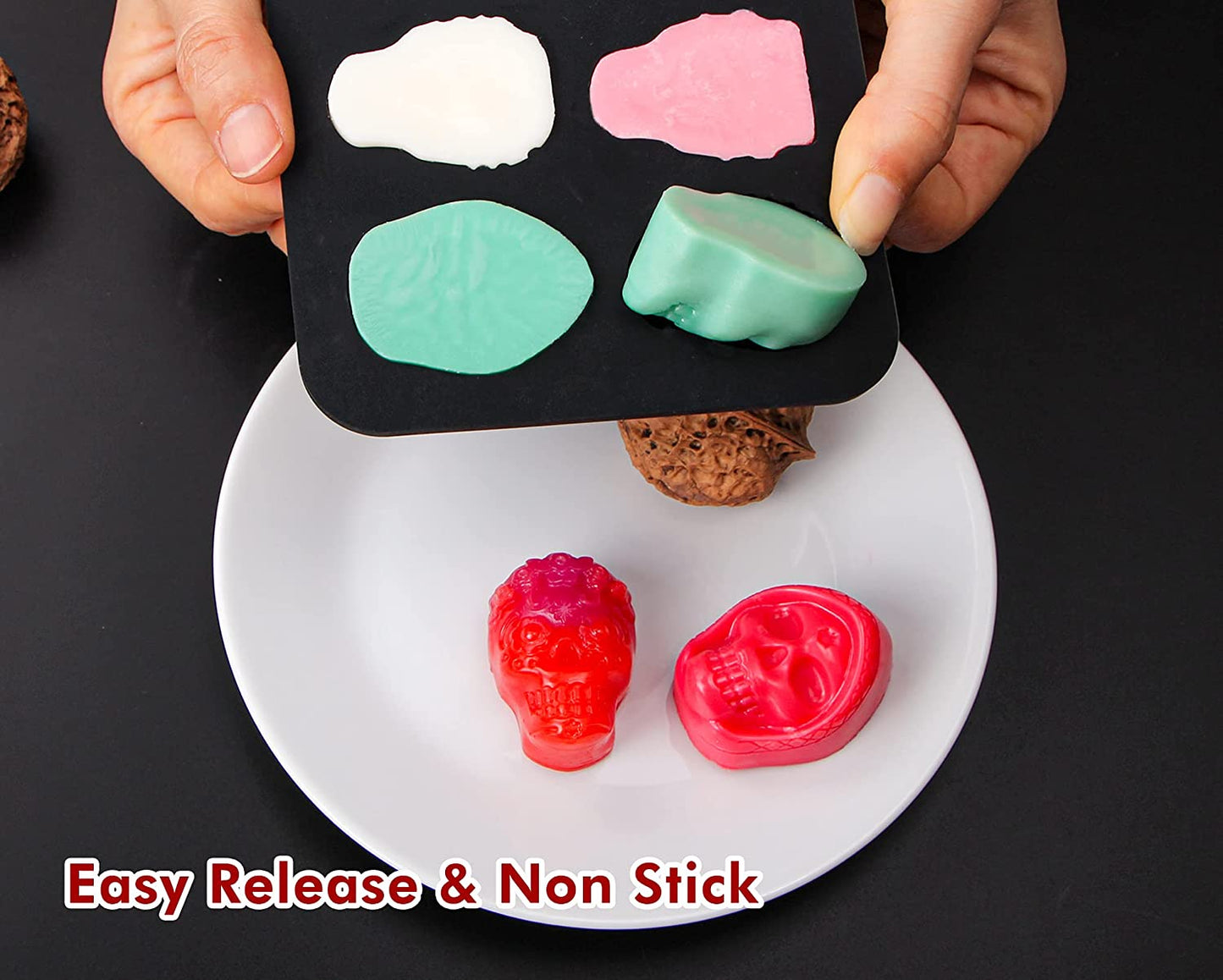 Webake Silicone Skull Jelly Crayon Candy Chocolate Mold (Pack of 2)