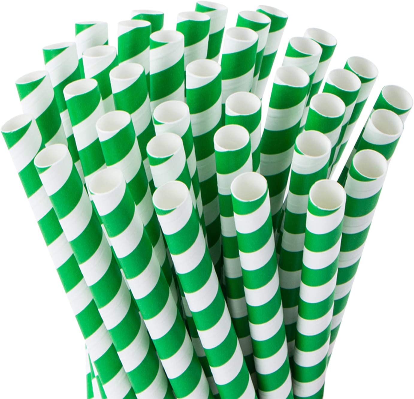 Webake 7.75x0.4 Inch Extra Wide Green Biodegradable Paper Juice Box Straws