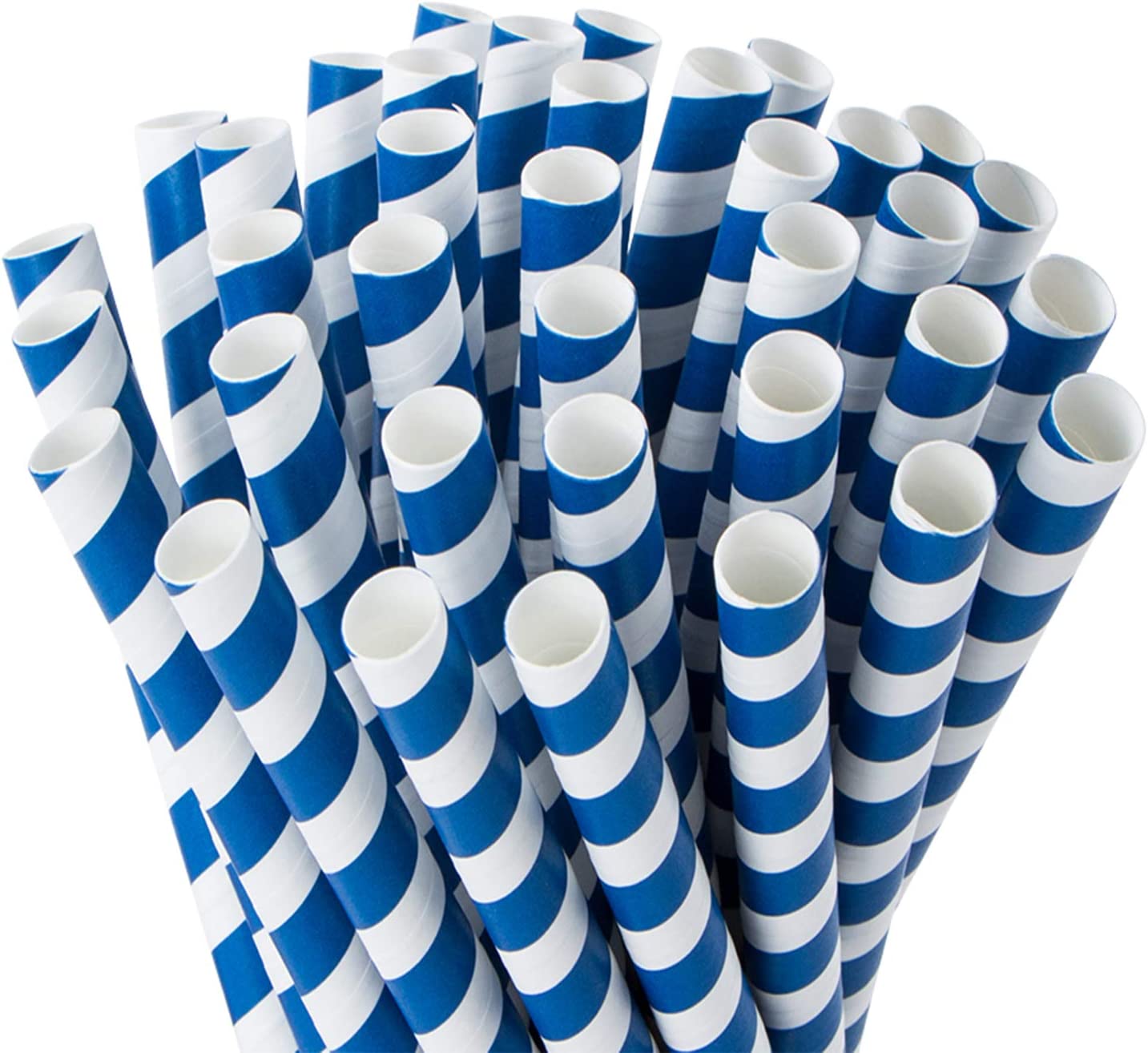 Webake 7.75x0.4 Inch Biodegradable Jumbo Thick Navy Blue Straws to Drink (100 Pack)