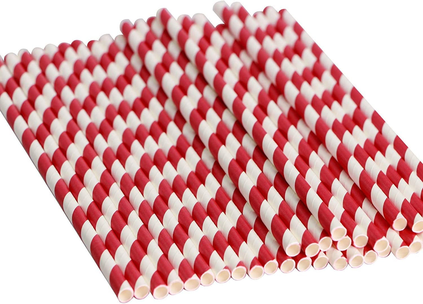 Webake 7.75x0.25 Inch Red Striped Drinking disposable Straws (200 Pack)