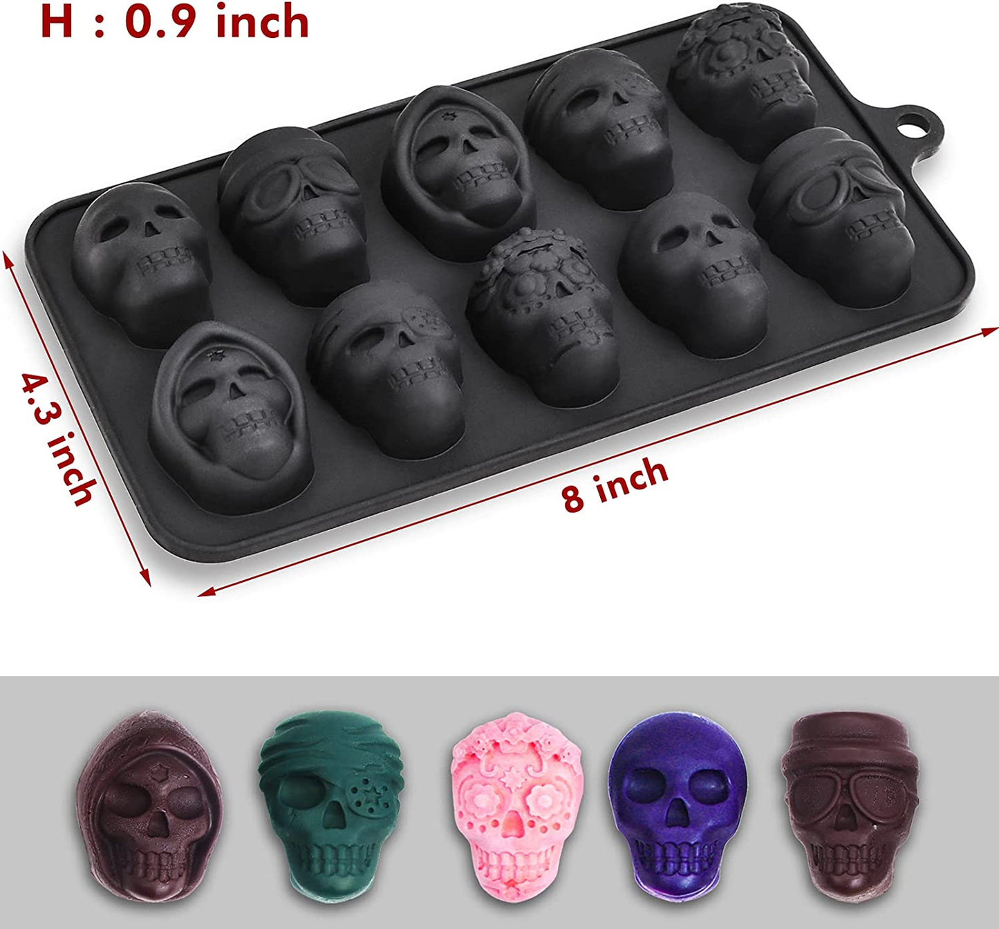 Webake Silicone Skull Jelly Crayon Candy Chocolate Mold (Pack of 2)