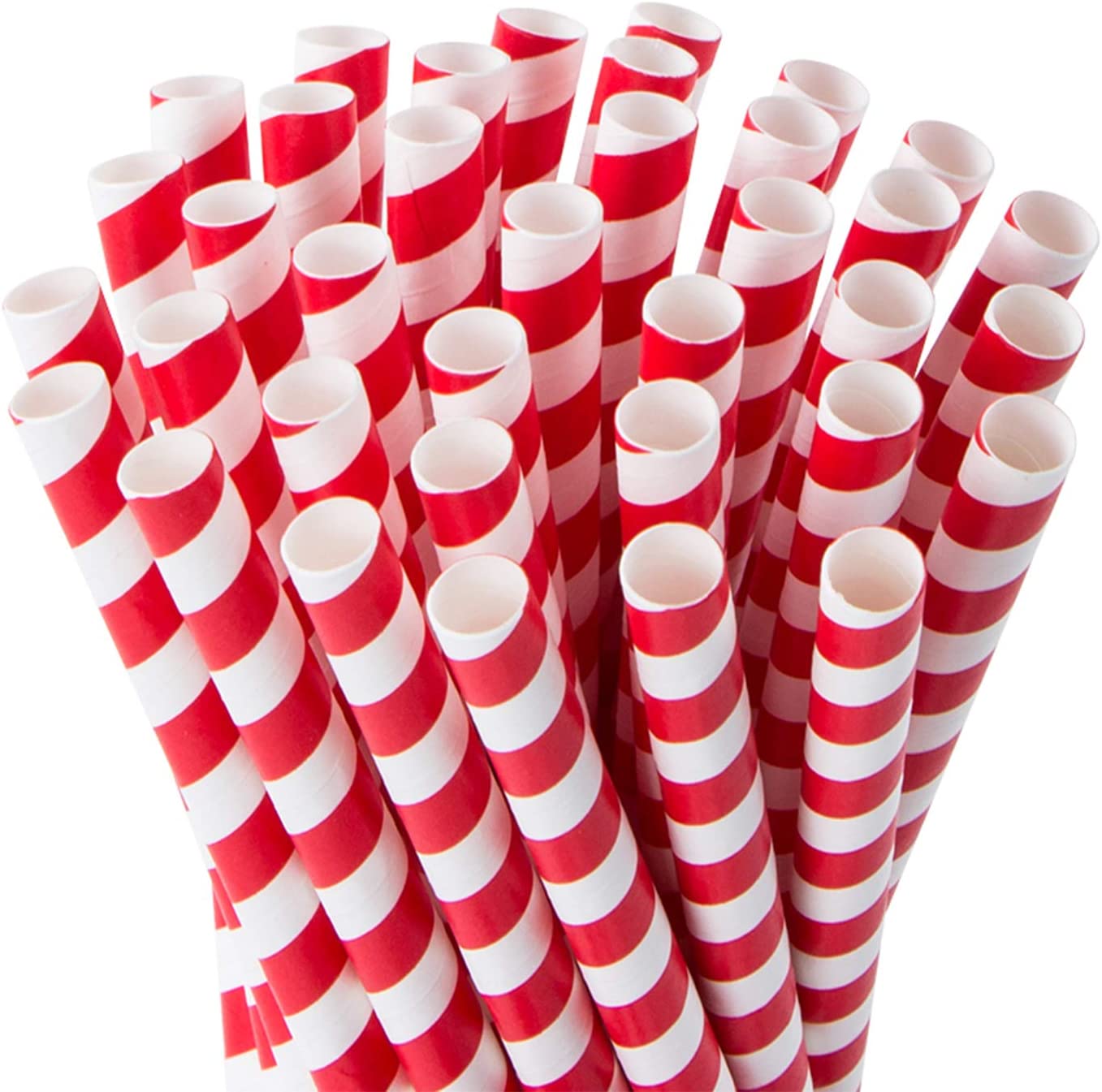 Webake 7.75x0.4 Inch Jumbo Valentine's Day Straws for Hot Drinks (100 Pack)