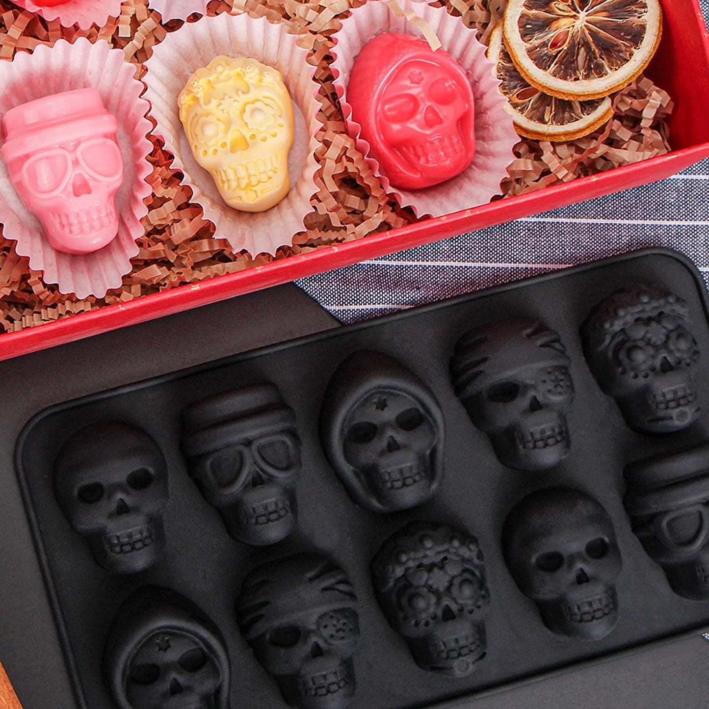 Webake Silicone Skull Jelly Crayon Candy Chocolate Mold (Pack of 2)