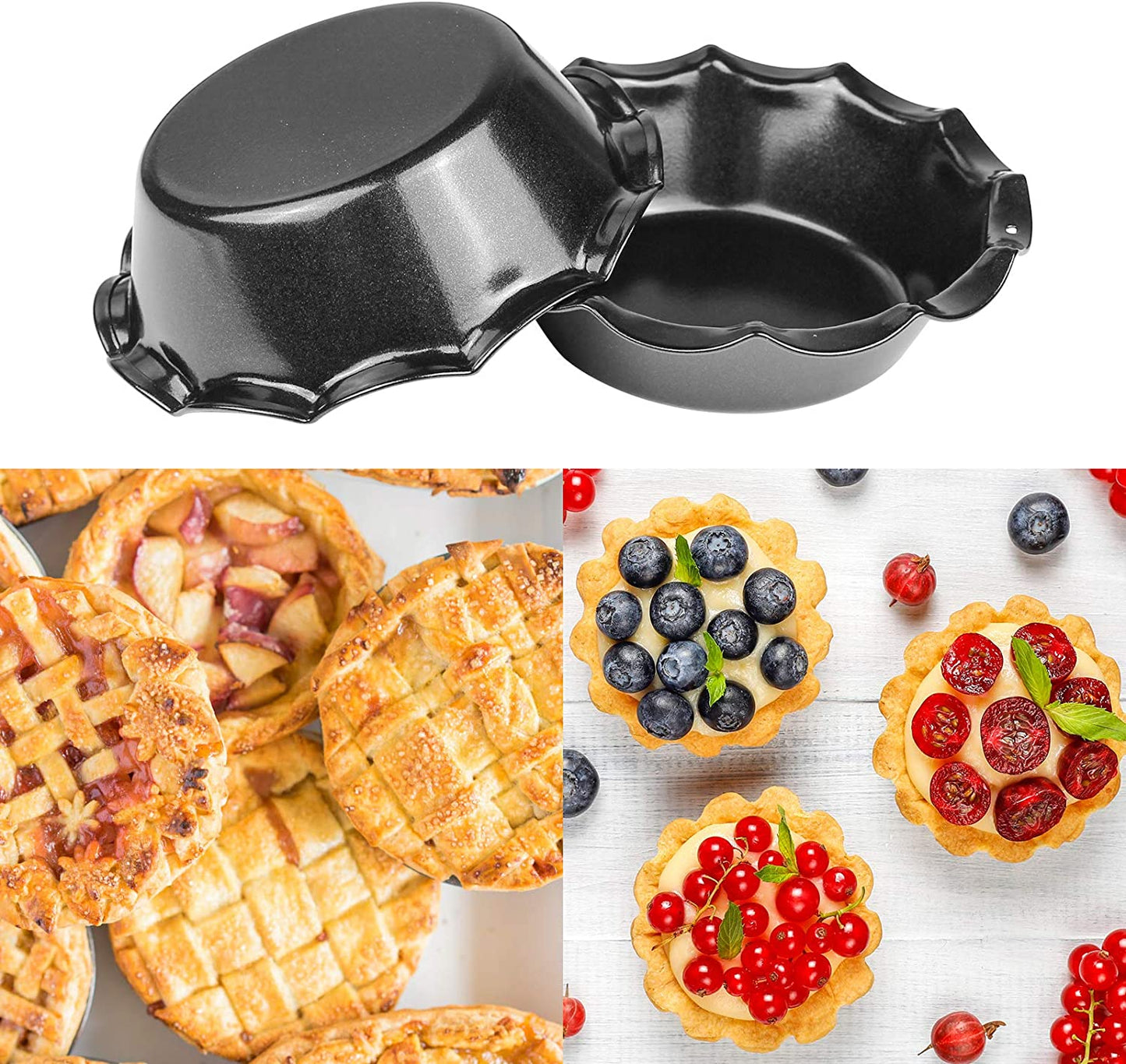 Webake Nonstick 5 Inch Ruffled Edge Round Pie Tins Plates (Set of 4)