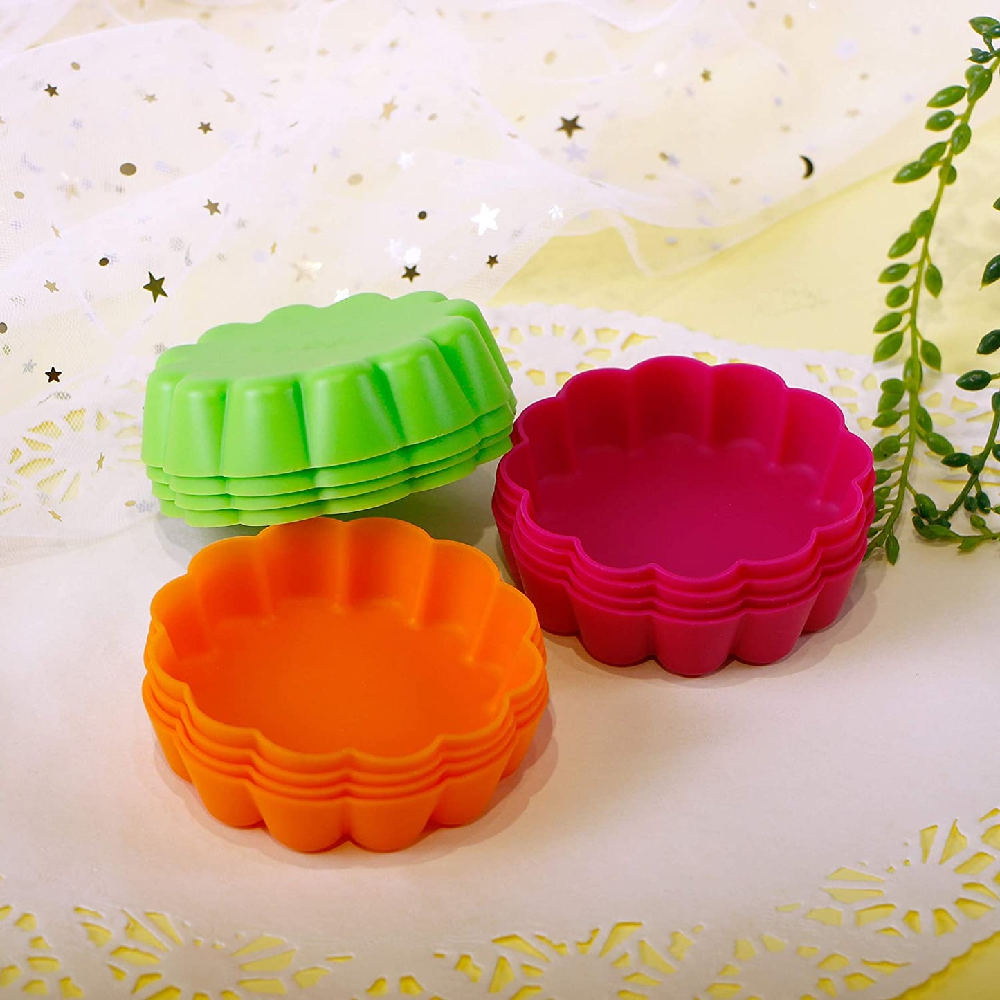 Webake 3-1/4 Inch Silicone Non-Stick Mini Tart Pan Baking Cups (12 Pack)