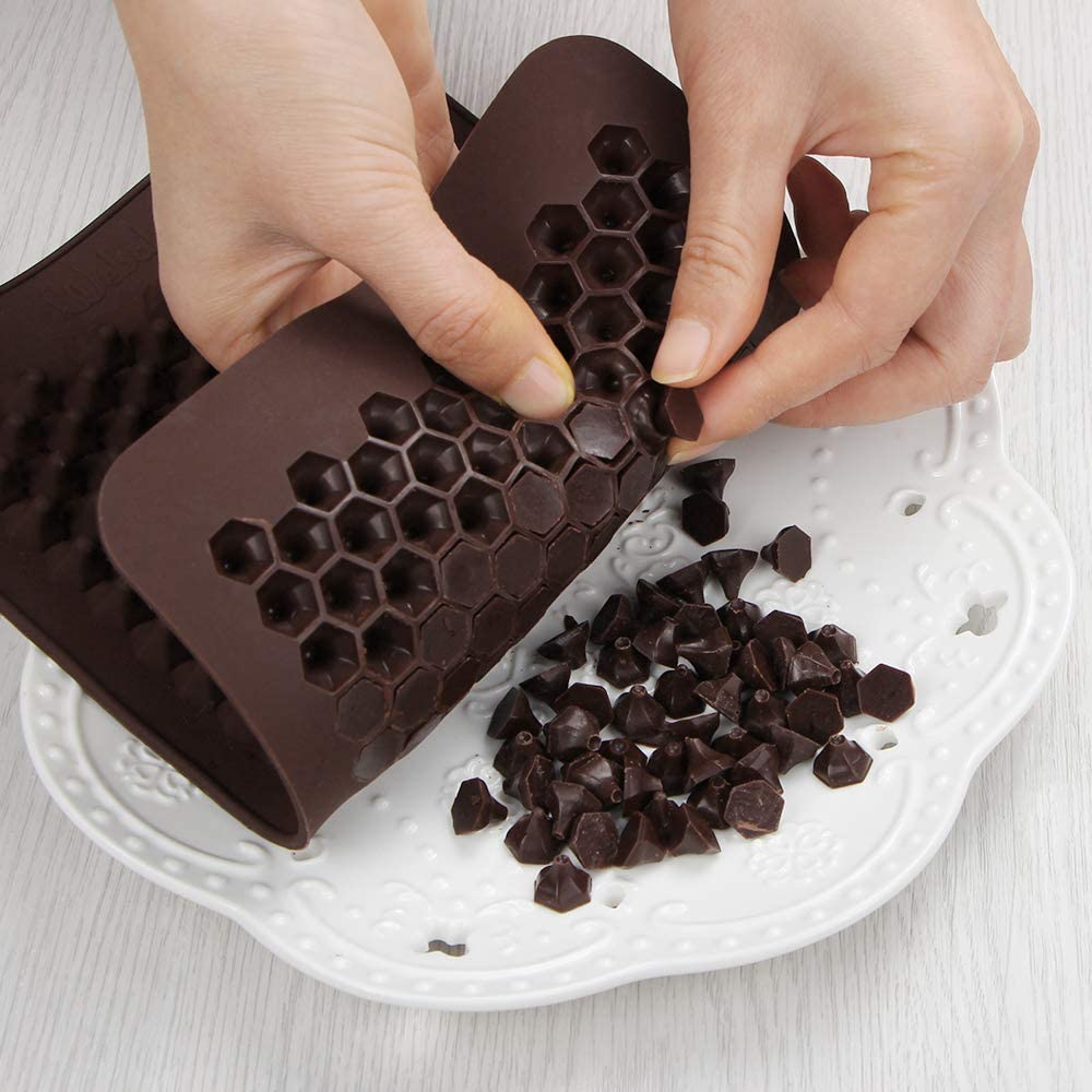 Webake LFGB 2 pack 202 cavity slicone mini candy chocolate chip mold Small dot cake decoration (1 scraper included)
