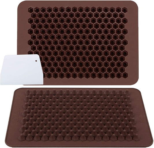 Webake LFGB 2 pack 202 cavity slicone mini candy chocolate chip mold Small dot cake decoration (1 scraper included)