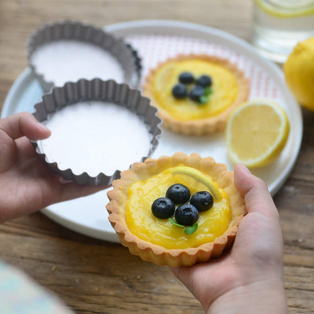 Webake 4 Inch non-stick removable bottom mini tart pan pie mold,Set of 6