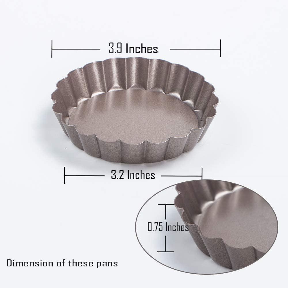 Webake 4 Inch non-stick removable bottom mini tart pan pie mold,Set of 6