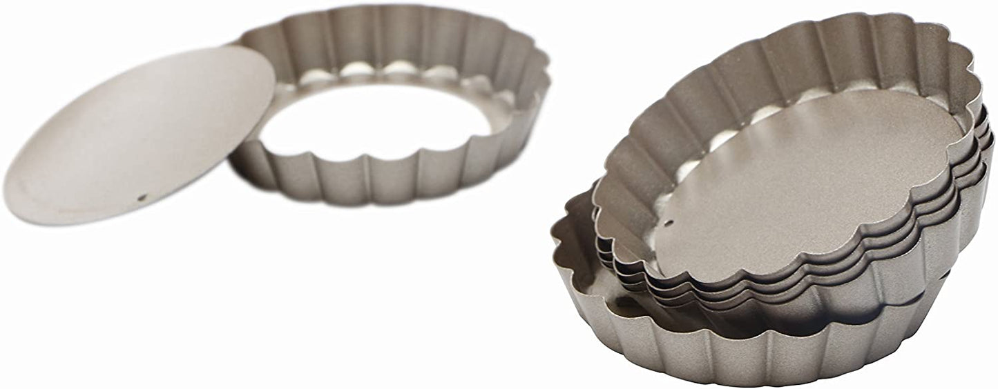 Webake 4 Inch non-stick removable bottom mini tart pan pie mold,Set of 6