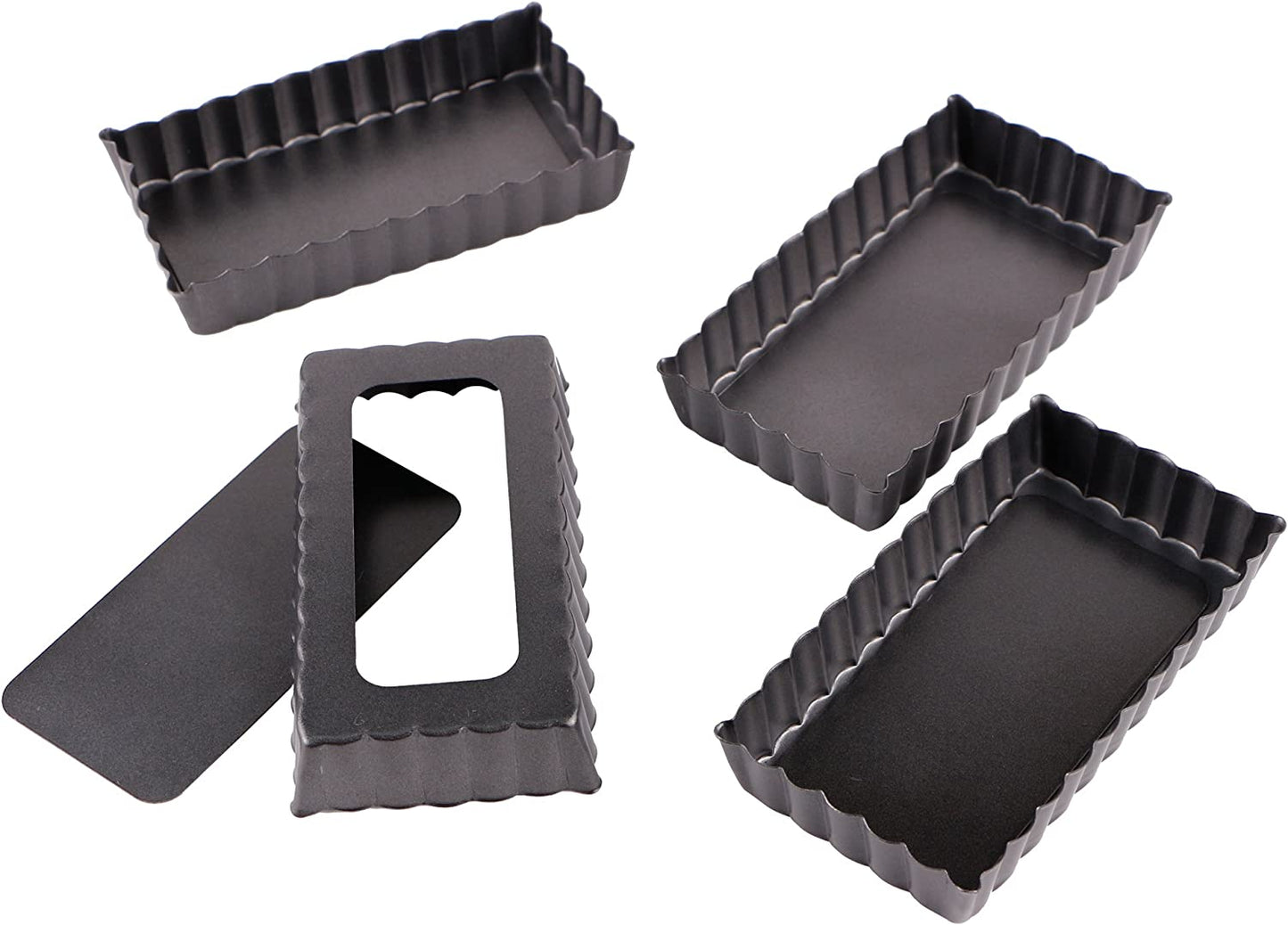 Webake 4.5x2.4 Inch non-stick mini removable bottom rectangular Quiche Tart Pan (4 pack)