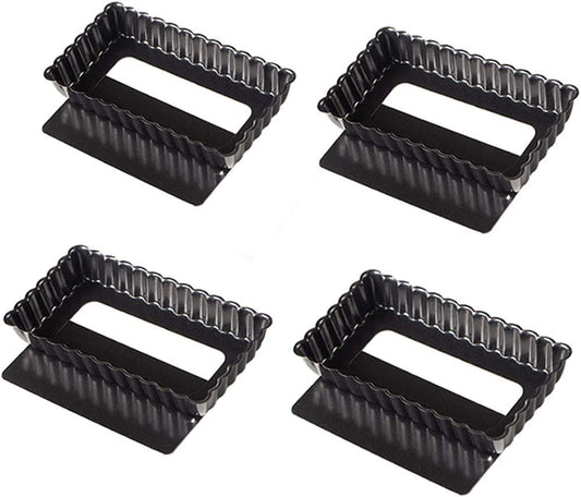 Webake 4.5x2.4 Inch non-stick mini removable bottom rectangular Quiche Tart Pan (4 pack)