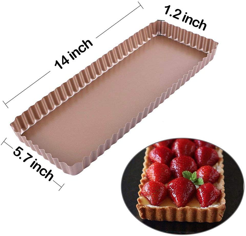 Webake 14 inch rectangular quiche pan nonstick removable bottom tart pan