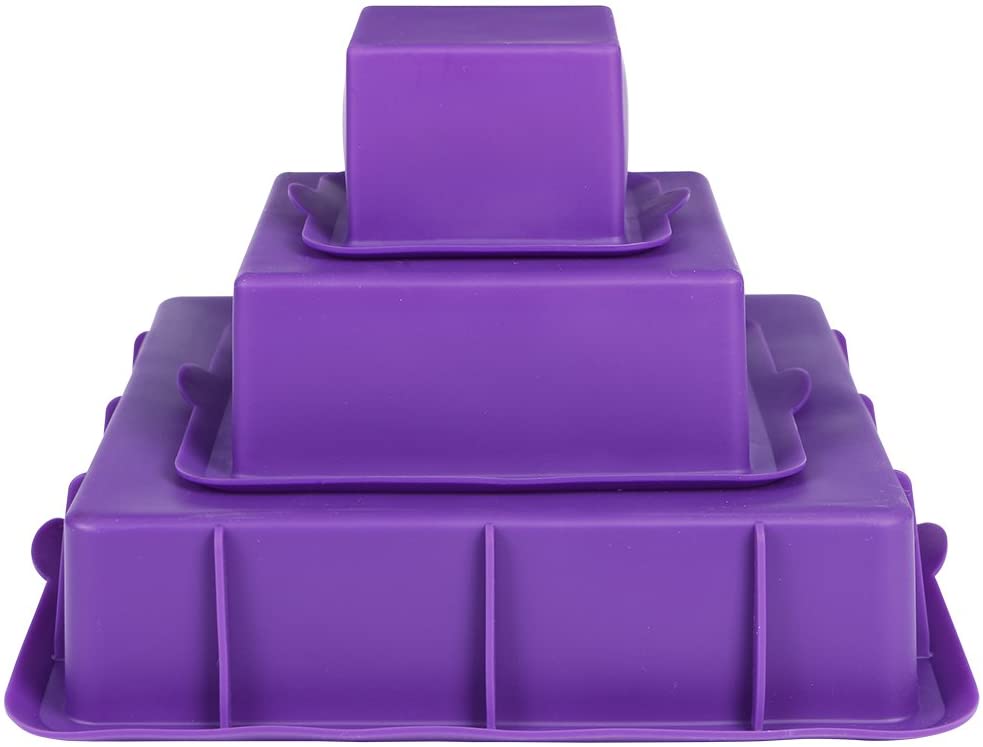 Webake silicone square cake pan set 3 Tier Cake Layer Tin,9 Inch, 6 Inch, 3 Inch