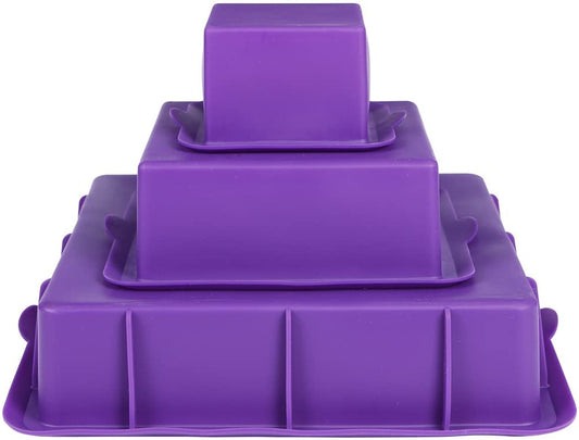 Webake silicone square cake pan set 3 Tier Cake Layer Tin,9 Inch, 6 Inch, 3 Inch