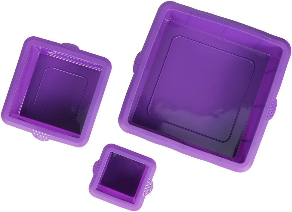 Webake silicone square cake pan set 3 Tier Cake Layer Tin,9 Inch, 6 Inch, 3 Inch