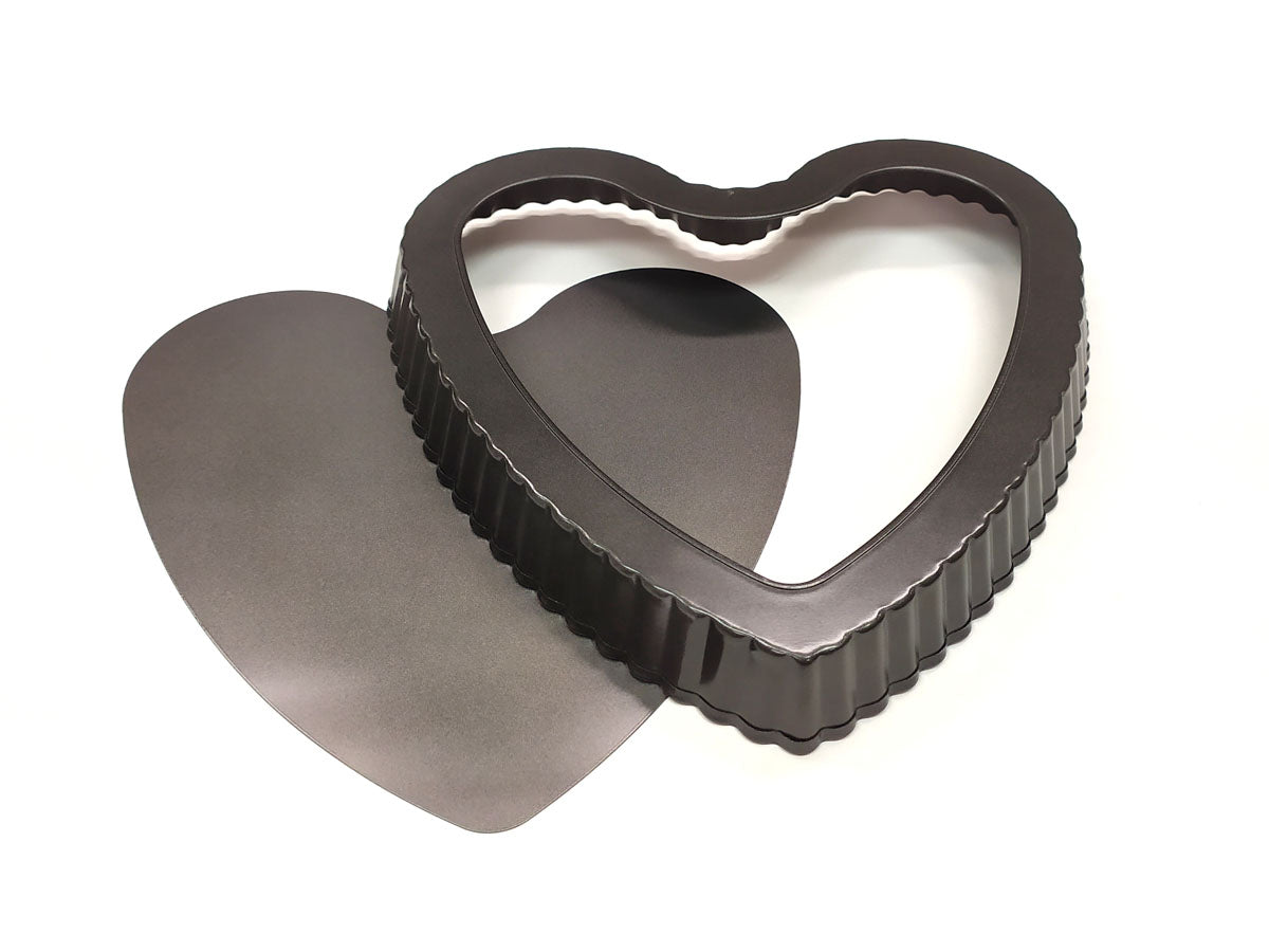Webake 10 Inch Heart Shape Non-Stick Removable Bottom Pie Pan