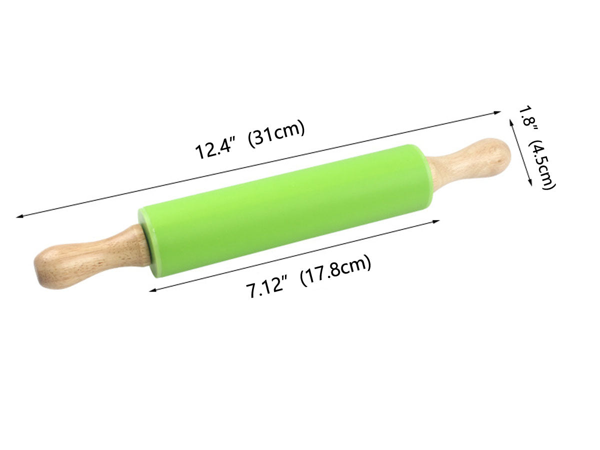 Webake 12 Inch Wooden Handle Non Stick Surface Silicone Baking Rolling