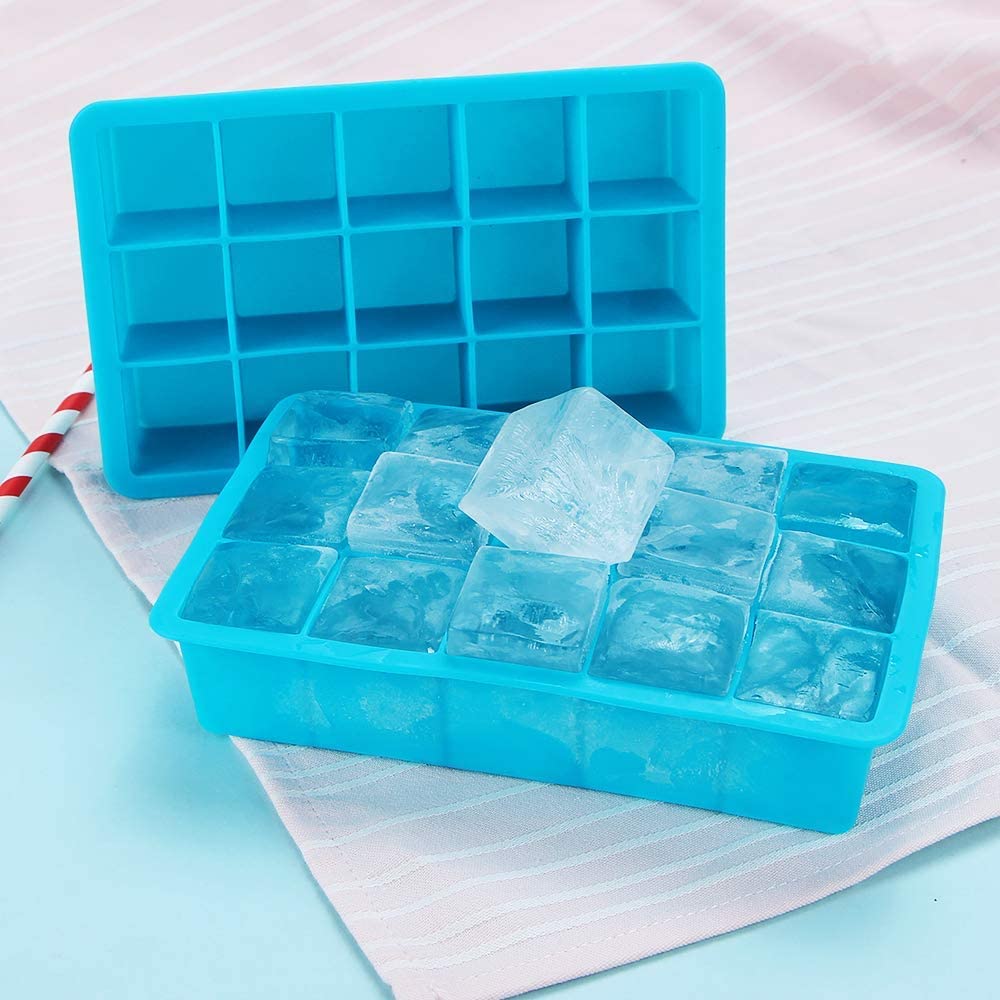 Viski Whiskey Cube Tray With Lid  2-inch Ice Trays & Molds, Grey