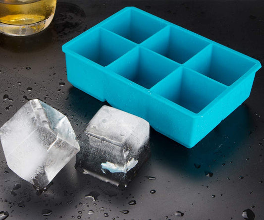 Webake 2 Inch blue square silicone whiskey ice cube tray mold,Pack of 2