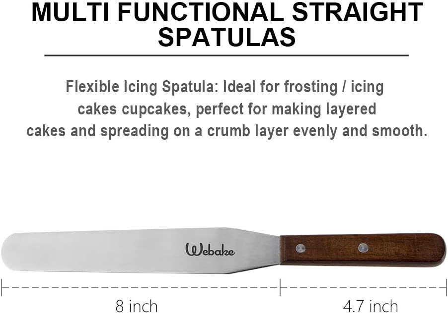 Webake 13 Inch stainless steel straight frosting cake icing spatula with wooden handle,Set of 2