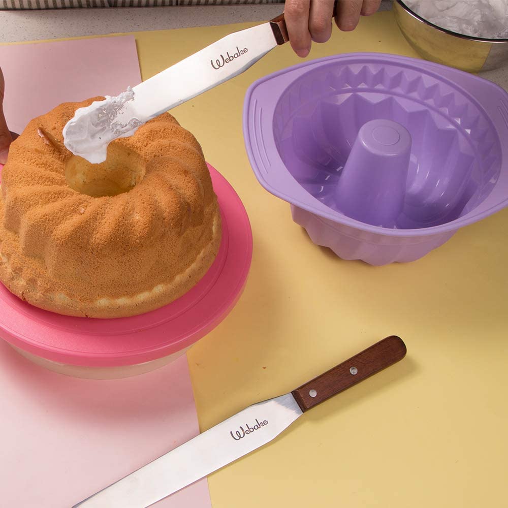 Webake 13 Inch stainless steel straight frosting cake icing spatula with wooden handle,Set of 2