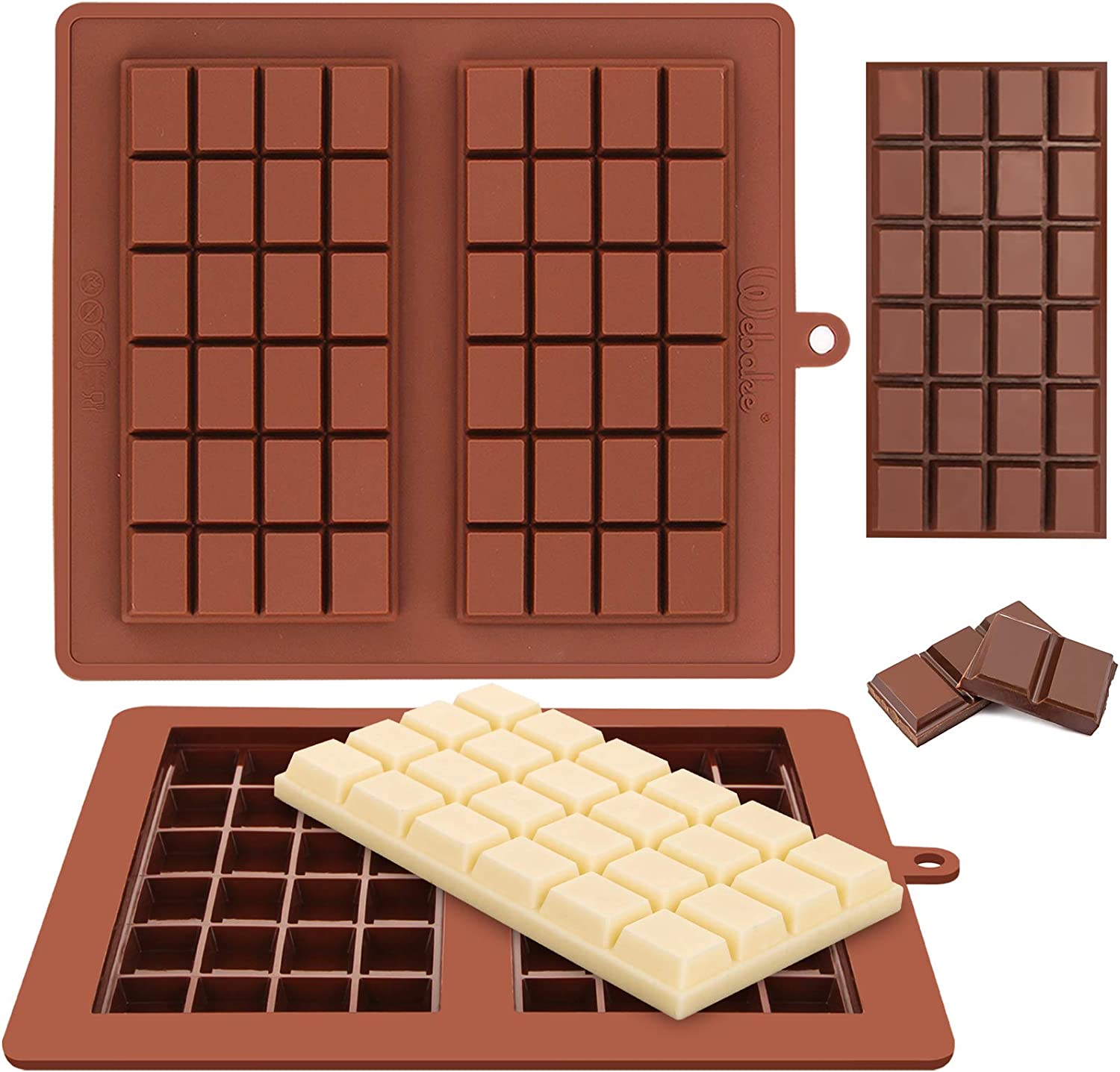 Chocolate Bar Molds - Silicone Break Apart Protein and Engery Bar Candy  Chocolate Molds Pack of 2