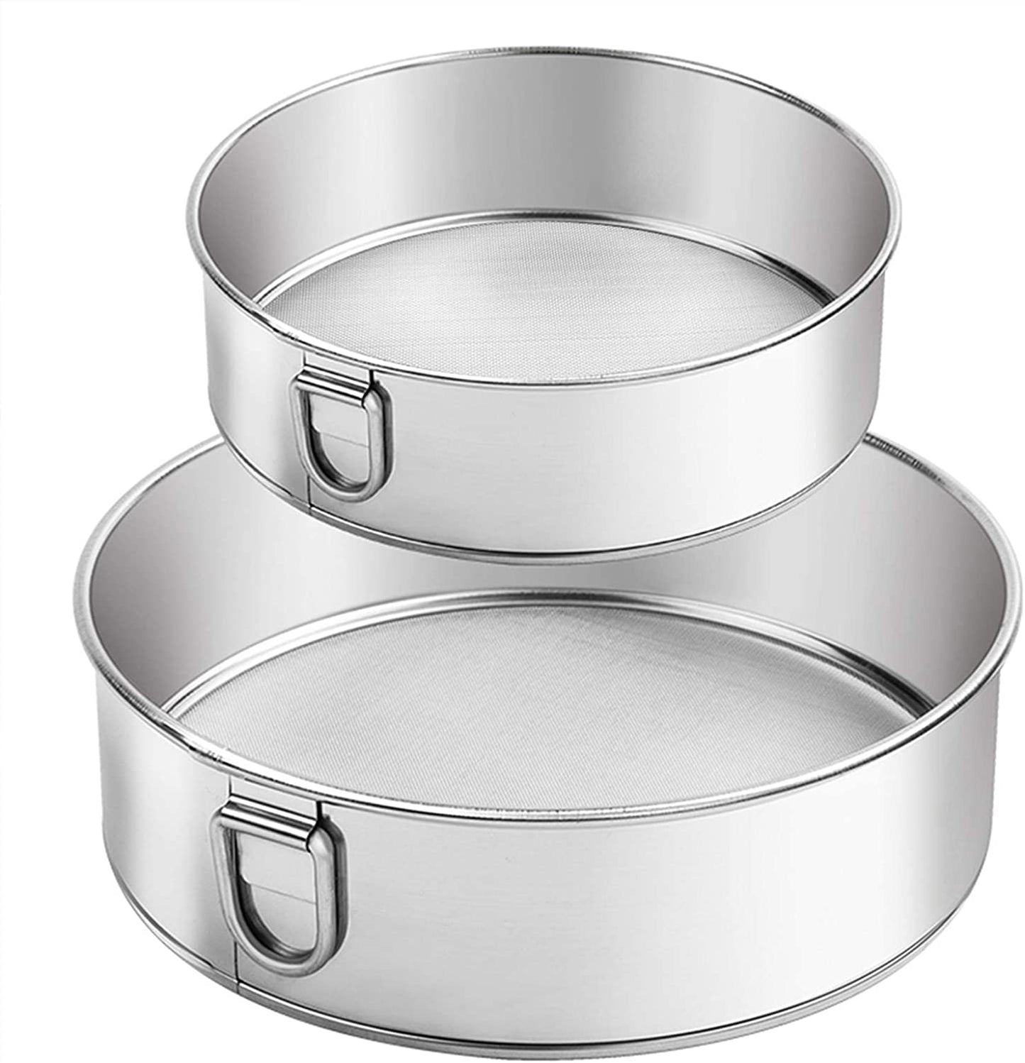 Webake 6-Inch 8-Inch Stainless Steel Sifter Round Flour Sieves Fine Mesh Strainer,Set of 2 (Silver)