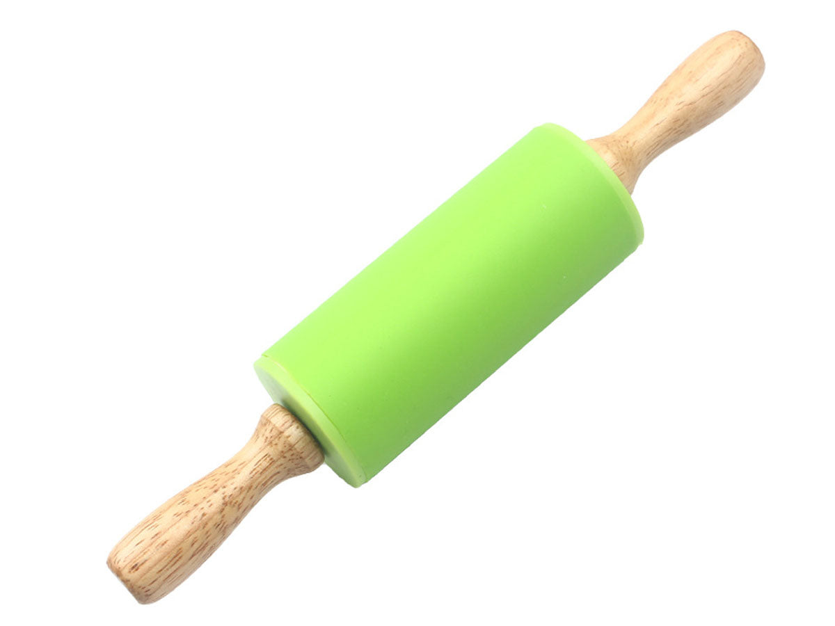 Webake 9 Inch Non Stick Surface Wooden Handle Silicone Rolling Pin