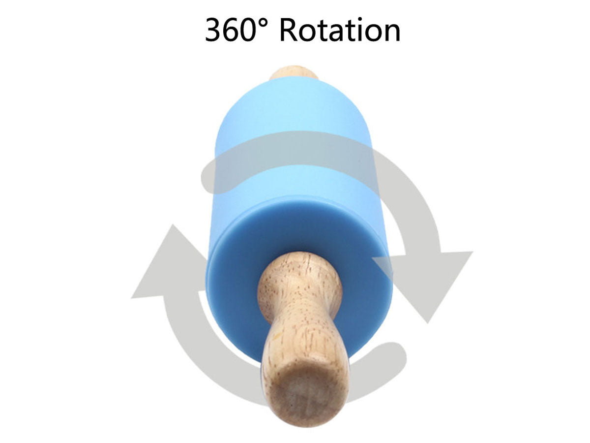 Webake 9 Inch Non Stick Surface Wooden Handle Silicone Rolling Pin