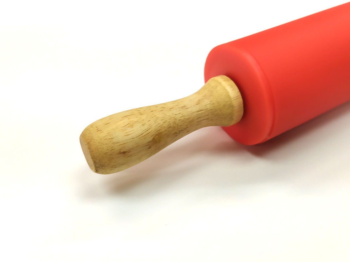 Webake 9 Inch Non Stick Surface Wooden Handle Silicone Rolling Pin